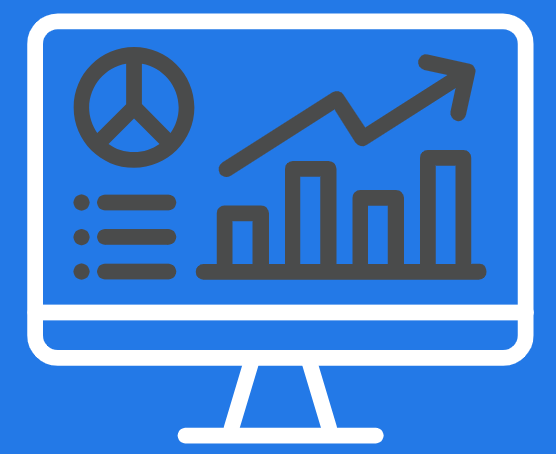 A computer screen with a peace sign and graph