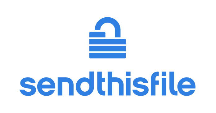 A blue and white logo with a transparent background.